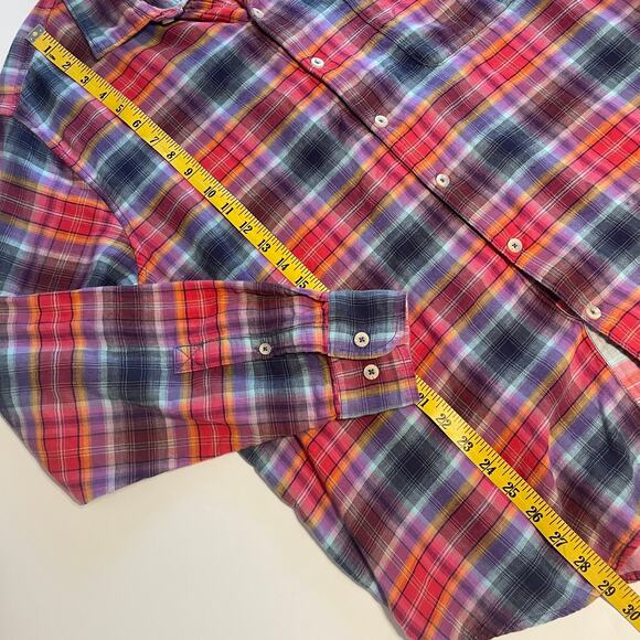 Tommy Bahama Double Faced Button Shirt Mens XL Red Blue Plaid Cotton Western - Picture 8 of 8